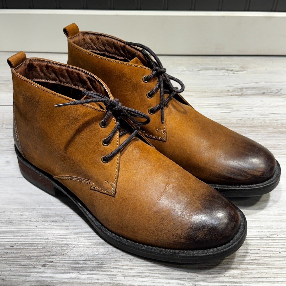 CLARKS Mens Boots Mid Brown Leather Size 12M 34108